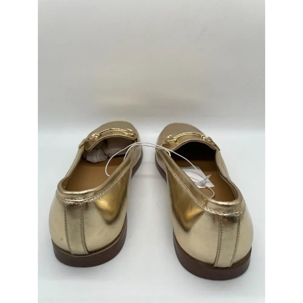 J. Crew Crew Cuts Girls Metallic Gold Horse Bit Loafers‎ Flats Sz 5 Preppy Shool